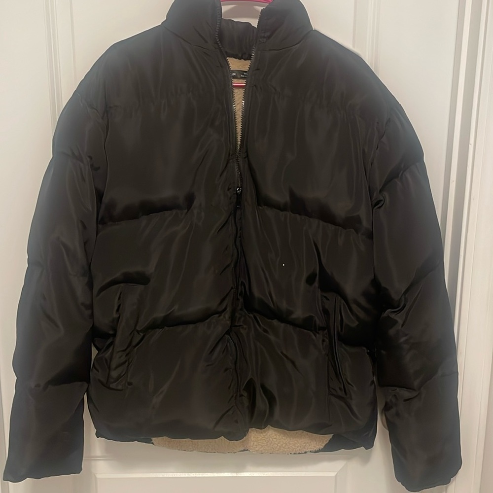Shien black fur coated men’s puffer